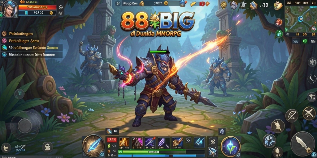 Screenshot gameplay 88BIG menampilkan karakter yang sedang bertempur dengan monster raksasa.