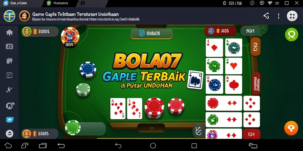 Screenshot gameplay BOLA07 dengan pemain yang bersaing di Gaple.