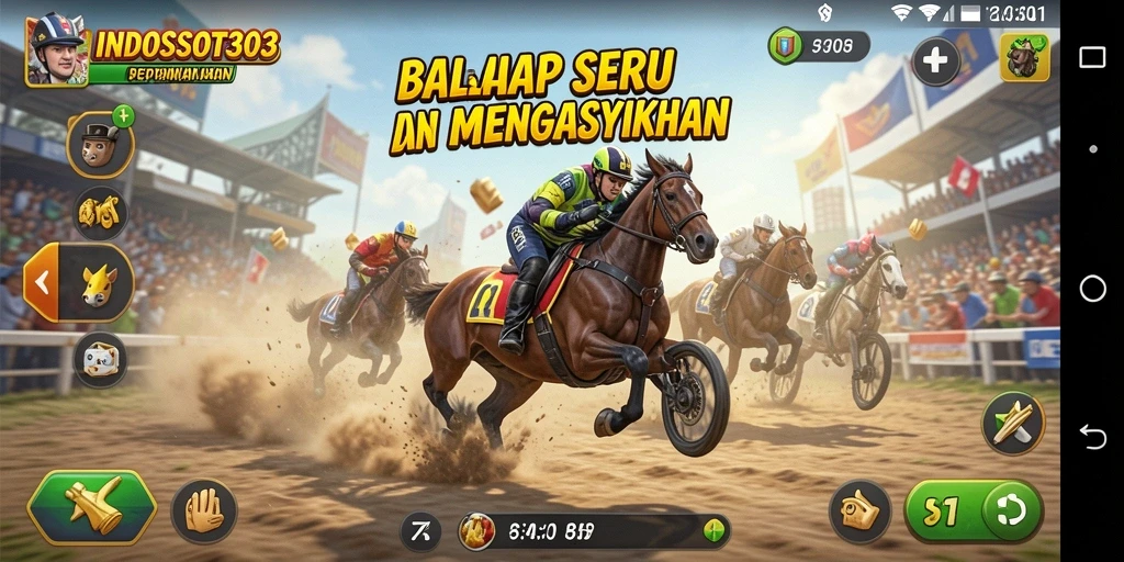 Tampilan menakjubkan dari gameplay INDOSLOT303 saat balapan.