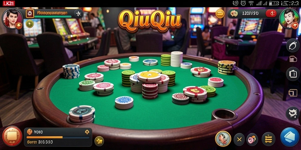 Screenshot gameplay LK21 yang menampilkan keseruan bermain QiuQiu.