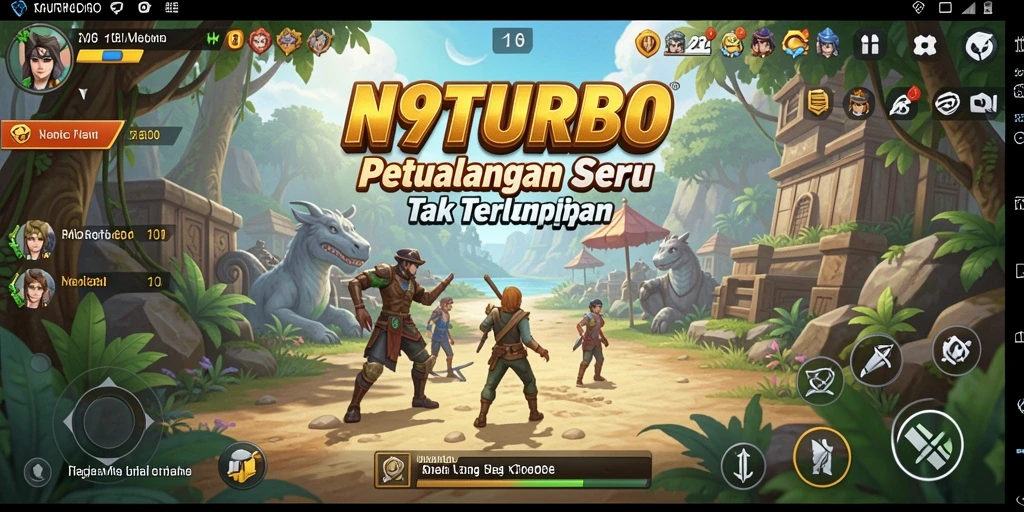 Screenshot gameplay N9TURBO menampilkan eksplorasi seru di lingkungan yang menakjubkan.