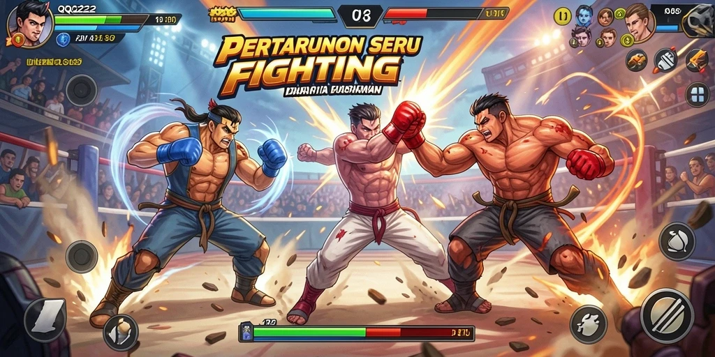 Gameplay seru dan mendebarkan dalam pertarungan Fighting.