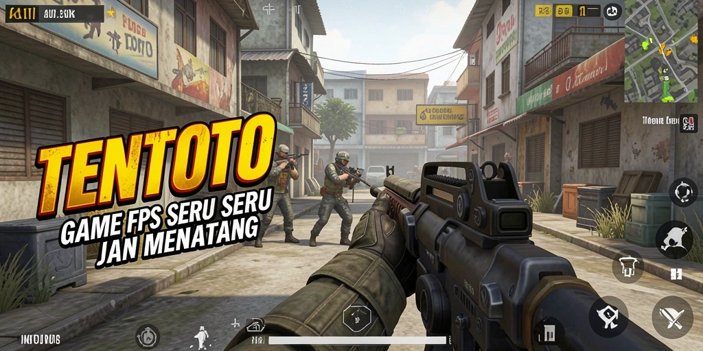 Screenshot gameplay FPS dari TENTOTO yang mendebarkan.