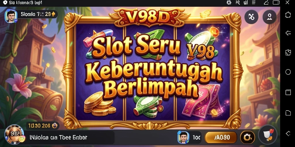 Tangkapan layar V98 menunjukkan gameplay slot yang mengasyikkan dan penuh warna.